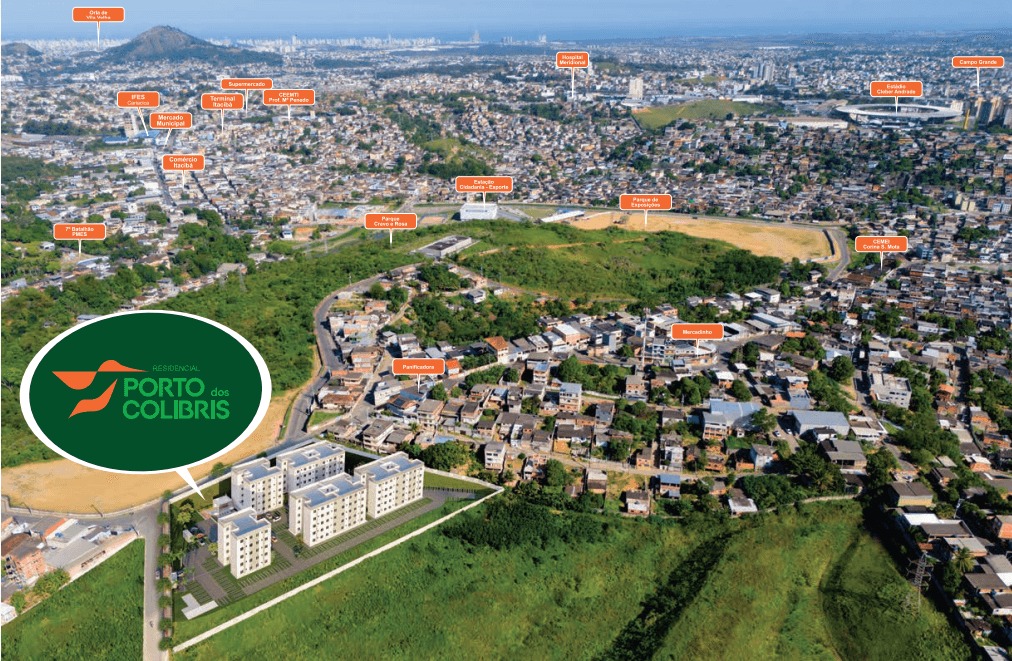 Mapa aereo da regiao do Porto dos Colibris